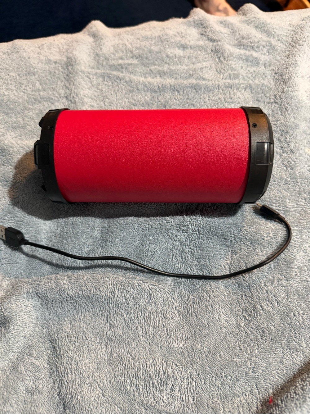 Compact Red Portable Bluetooth Speaker with USB Charging